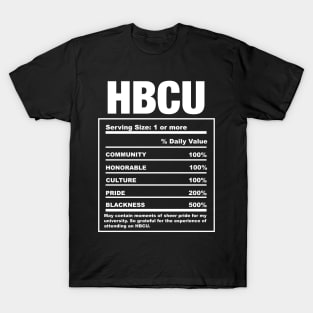 HBCU Nutrition Facts Funny T-Shirt